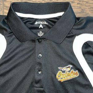 Black White sewn MLB true fan Baltimore orioles baseball golf polo shirt XL